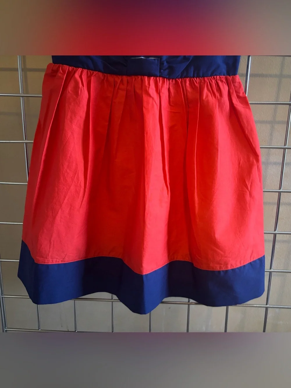 Gymboree Navy, White & Red Striped Waist-Bow Girls Dress Sz 8 Modest